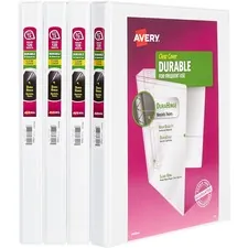 Avery Dennison AVE 03362 — Avery® Durable View 3 Ring Binders - 1/2 Binder Capacity - Letter - 8 1/2 x 11 Sheet Size - 135 Sheet Capacity - 3 x Slant Ring Fastener(s) - 2 Pocket(s) - White - Pocket, Durable, Tear Resistant, Flexible, Split Resistant, Sturdy - 4 / Carton