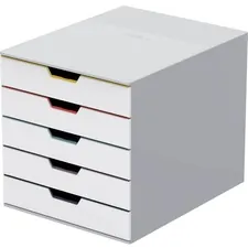 DURABLE OFFICE PRODUCTS DBL 762527 — DURABLE VARICOLOR MIX 5 Drawer Desktop Storage Box, White/Multicolor - 5 Drawer(s) - 11 Height x 11.5 Width x 14 Depth - Desktop - White, Multicolor - Plastic