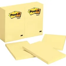 3M MMM 659YW — Post-it® Notes Notepads - 100 - 4 x 6 - Rectangle - 100 Sheets per Pad - Unruled - Canary Yellow - Paper - Self-adhesive, Repositionable - 12 / Pack
