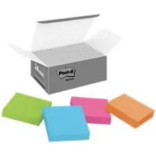 3M MMM 62218SSAUC — Post-it® Super Sticky Adhesive Note - 2 x 2 - Square - 90 Sheets per Pad - Assorted - Paper - Super Sticky, Adhesive, Recyclable, Residue-free - 1620 / Pack