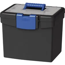 STOREX STX 61415B02C — Storex File Storage Box with XL Storage Lid - External Dimensions: 10.9 Length x 13.3 Width x 11 Height - 30 lb - Media Size Supported: Letter 8.50 x 11 - Clamping Latch Closure - Plastic - Black, Blue - For File, Folder - 1 Each