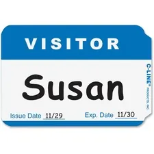C-LINE CLI 92245 — C-Line Visitor Name Tags - Blue, Peel & Stick, 3-1/2 x 2-1/4, 100/BX, 92245
