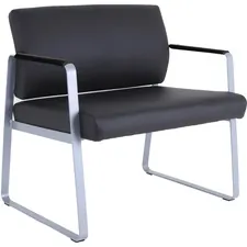 Lorell LLR 66997 — Lorell Healthcare Seating Bariatric Guest Chair - Silver Powder Coated Steel Frame - Black - Vinyl - 1 Each
