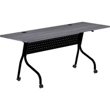 Lorell LLR 59488 — Lorell Charcoal Flip Top Training Table - Charcoal Rectangle, Melamine Top - Black Four Leg Base - 4 Legs - 72 Table Top Width x 23.60 Table Top Depth - 29.50 Height - Melamine
