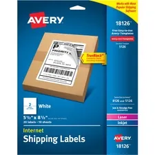 Avery Dennison AVE 18126 — Avery® TrueBlock Shipping Label - Permanent Adhesive - Rectangle - Laser, Inkjet - White - Paper - 2 / Sheet - 10 Total Sheets - 20 Total Label(s) - 5 / Carton