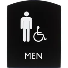 Lorell LLR 02677 — Lorell Restroom Sign - 1 Each - Men Print/Message - 6.8 Width x 8.5 Height - Rectangular Shape - Easy Readability, Braille - Plastic - Black