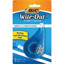 BIC WOTAPP11 WHI — Wite-Out EZ Correct Correction Tape - 0.20 Width x 39.40 ft Length - 1 Line(s) - White Tape - Ergonomic White Dispenser - Tear Resistant, Photo-safe, Odorless - 1 Each - White