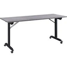 Lorell LLR 60741 — Lorell Mobile Folding Training Table - Rectangle Top - Powder Coated Base - 23.63 Table Top Length x 29.50 Table Top Width - 63 Height - Assembly Required - Gray
