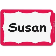 C-LINE CLI 92264 — C-Line Self-Adhesive Name Tags - Red Border, Peel & Stick, 3-1/2 x 2-1/4, 100/BX, 92264