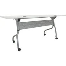 Lorell LLR 60743 — Lorell White Laminate Flip Top Training Table - White Top - Silver Base - 4 Legs - 29.50 Table Top Length x 23.60 Table Top Width - 72 Height - Assembly Required