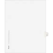 Avery Dennison AVE 01017 — Avery® Individual Legal Exhibit Dividers - Avery Style - 1 Printed Tab(s) - Digit - 17 - 1 Tab(s)/Set - 8.5 Divider Width x 11 Divider Length - Letter - White Paper Divider - Paper Tab(s) - 25 / Pack