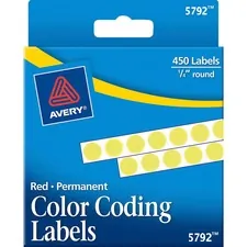 Avery Dennison AVE 05792 — Avery® 1/4 Color-Coding Labels - 1/4 Diameter - Permanent Adhesive - Round - Yellow - 450 / Pack