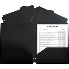 C-LINE CLI 33931 — C-Line 2-pocket Heavyweight Poly Portfolio Pocket - 11.4 Length - 100 mil Thickness - For Letter 8 1/2 x 11 Sheet - 3 x Holes - Ring Binder - Rectangular - Black - Polypropylene - 25 / Box