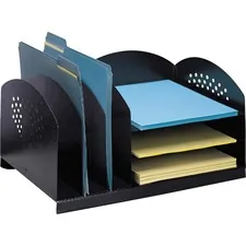 SAFCO PRODUCTS SAF 3167BL — Safco 3 & 3 Combination Rack Desktop Organizers - 6 Compartment(s) - 3 Divider(s) - 3 Tier(s) - 8.3 Height x 16.3 Width x 11.3 Depth - Desktop - Black - Steel - 1 Each