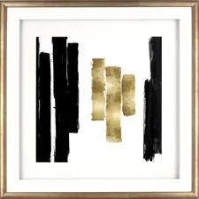 Lorell LLR 04476 — Lorell Blocks Design Framed Abstract Artwork - 29.50 x 29.50 Frame Size - 1 Each - Black, Gold