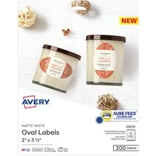 Avery Dennison AVE 22570 — Avery® Matte White Sure Feed Labels - 2 Width x 3 21/64 Length - Permanent Adhesive - Rectangle - Laser, Inkjet - White - 8 / Sheet - 25 Total Sheets - 200 Total Label(s) - 200 / Pack