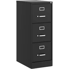 Lorell LLR 42297 — Lorell Commercial-Grade Vertical File - 15 x 22 x 52 - 3 x Drawer(s) for File - Letter - Vertical - Ball-bearing Suspension, Removable Lock, Pull Handle, Wire Management - Black - Steel, Aluminum - Recycled