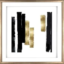 Lorell LLR 04477 — Lorell Blocks Design Framed Abstract Artwork - 29.50 x 29.50 Frame Size - 1 Each - Black, Gold