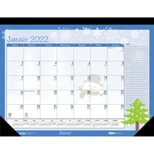 HOUSE OF DOOLITTLE HOD 139 — House of Doolittle Monthly Deskpad Calendar Seasonal Holiday Depictions 22 x 17 Inches - Julian Dates - Monthly - 1 Year - January 2022 till December 2022 - 1 Month Single Page Layout - Desk Pad - Black - Leatherette - 17 Height x 22 Width - Refillable, Recyclable, Notes Area, Holiday Listing, Reference Calendar - 1 Each