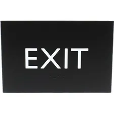Lorell LLR 02671 — Lorell Exit Sign - 1 Each - 4.5 Width x 6.8 Height - Rectangular Shape - Easy Readability, Braille - Plastic - Black