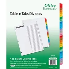 Avery Dennison AVE 24843 — Avery® Table 'n Tabs Multicolored Tab A-Z Dividers - 78 x Divider(s) - A-Z, Table of Contents - 26 Tab(s)/Set - 8.5 Divider Width x 11 Divider Length - 3 Hole Punched - White Paper Divider - Multicolor Paper Tab(s) - 3 / Set