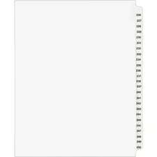 Avery Dennison AVE 01339 — Avery® Standard Collated Legal Exhibit Divider Sets - Avery Style - 25 x Divider(s) - Printed Tab(s) - Digit - 226-250 - 25 Tab(s)/Set - 8.5 Divider Width x 11 Divider Length - Letter - White Paper Divider - Clear Paper Tab(s) - 25 / Set