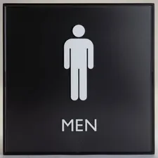 Lorell LLR 02658 — Lorell Restroom Sign - 1 Each - Men Print/Message - 8 Width x 8 Height - Square Shape - Easy Readability, Injection-molded - Plastic - Black