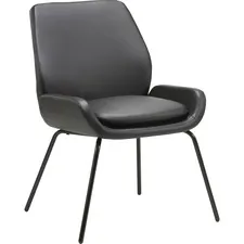 Lorell LLR 68574 — Lorell Bonded Leather U-Shaped Seat Guest Chair - Bonded Leather Seat - Bonded Leather Back - Black - 1 Each