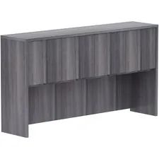 Lorell LLR 69619 — Lorell Weathered Charcoal Laminate Desking - 66 x 15 x 36 - Drawer(s)4 Door(s) - Material: Polyvinyl Chloride (PVC) Edge - Finish: Weathered Charcoal Laminate
