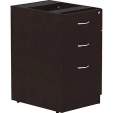 Lorell LLR 18220 — Lorell Essentials Espresso Laminate Pedestal - 16 x 22 x 28.3 Pedestal - Material: Polyvinyl Chloride (PVC) Edge, Metal Drawer - Finish: Espresso, Silver Brush