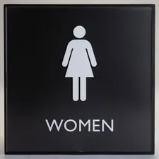 Lorell LLR 02656 — Lorell Restroom Sign - 1 Each - Women Print/Message - 8 Width x 8 Height - Square Shape - Easy Readability, Injection-molded - Plastic - Black