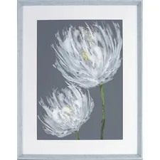 Lorell LLR 04479 — Lorell White Flower Design Framed Abstract Art - 27.50 x 35.50 Frame Size - 1 Each - Gray, White