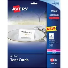 Avery Dennison AVE 35700 — Avery® Laser, Inkjet Tent Card - White - 97 Brightness - 3 3/4 x 2 1/16 - 65 lb Basis Weight - 176 g/m² Grammage - Matte - 5 / Pack - FSC Mix