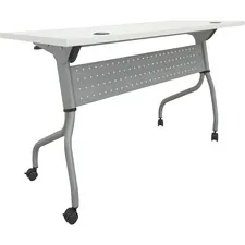 Lorell LLR 60745 — Lorell White Laminate Flip Top Training Table - White Top - Silver Base - 4 Legs - 29.50 Table Top Length x 23.60 Table Top Width - 48 Height - Assembly Required