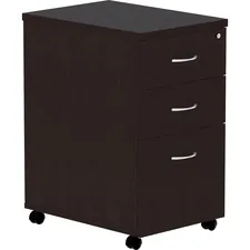 Lorell LLR 18218 — Lorell Essentials Espresso Laminate Pedestal - 16 x 22 x 28.3Pedestal, 1 Top - Material: Polyvinyl Chloride (PVC) Edge, Metal Drawer - Finish: Espresso, Silver Brush