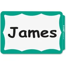C-LINE CLI 92263 — C-Line Self-Adhesive Name Tags - Green Border, Peel & Stick, 3-1/2 x 2-1/4, 100/BX, 92263