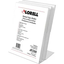 Lorell LLR 49208 — Lorell L-base Slanted Sign Holder Stand - Support 8.50 x 11 Media - Acrylic - 1 / Pack - Clear
