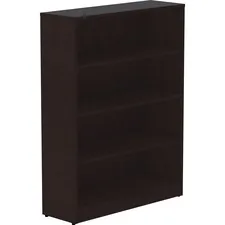Lorell LLR 18227 — Lorell Essentials Espresso Laminate Bookcase - 0.8 Shelf, 36 x 12 x 48 - 4 Shelve(s) - Square Edge - Material: Thermofused Laminate (TFL), Medium Density Fiberboard (MDF) Shelf - Finish: Espresso