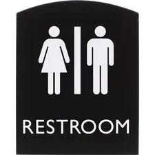 Lorell LLR 02672 — Lorell Restroom Sign - 1 Each - 6.8 Width x 8.5 Height - Rectangular Shape - Easy Readability, Braille - Plastic - Black