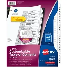 Avery Dennison AVE 11828 — Avery® A-Z Black & White Table of Contents Dividers - 26 x Divider(s) - Table of Contents, A-Z - 26 Tab(s)/Set - 8.5 Divider Width x 11 Divider Length - 3 Hole Punched - White Paper Divider - White Paper Tab(s) - 12