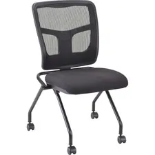 Lorell LLR 84385 — Lorell Chair - Black Fabric Seat - Mesh Back - Metal Frame - Rectangular Base - Black - 2 / Carton