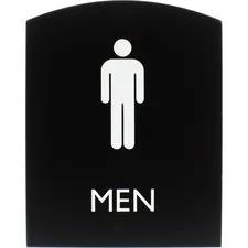 Lorell LLR 02676 — Lorell Restroom Sign - 1 Each - Men Print/Message - 6.8 Width x 8.5 Height - Rectangular Shape - Easy Readability, Braille - Plastic - Black