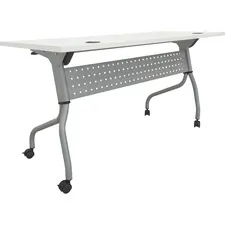 Lorell LLR 60744 — Lorell White Laminate Flip Top Training Table - White Top - Silver Base - 4 Legs - 29.50 Table Top Length x 23.60 Table Top Width - 60 Height - Assembly Required