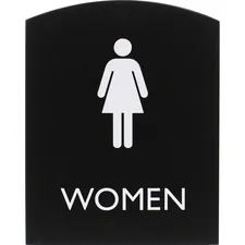 Lorell LLR 02674 — Lorell Restroom Sign - 1 Each - Women Print/Message - 6.8 Width x 8.5 Height - Rectangular Shape - Easy Readability, Braille - Plastic - Black