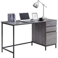 Lorell LLR 97616 — Lorell SOHO 3-Drawer Desk - 55 x 23.6 x 30 - 3 x File Drawer(s) - Single Pedestal on Right Side - Material: Steel Leg, Laminate Top - Finish: Charcoal, Powder Coated Leg