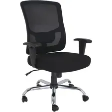 Lorell LLR 62625 — Lorell Big & Tall Mid-back Leather Guest Chair - Bonded Leather Seat - Mid Back - 5-star Base - Black - 1 Each