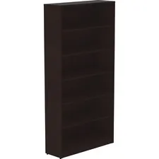 Lorell LLR 18228 — Lorell Essentials Espresso Laminate Bookcase - 0.8 Shelf, 36 x 12 x 72 - 6 Shelve(s) - Square Edge - Material: Thermofused Laminate (TFL), Medium Density Fiberboard (MDF) Shelf - Finish: Espresso