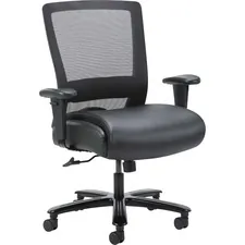 Lorell LLR 03207 — Lorell Heavy-duty Mesh Task Chair - Black Leather, Polyurethane Seat - Black - Armrest - 1 Each