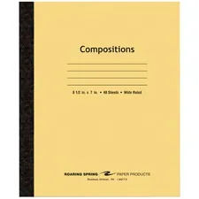 ROARING SPRING PAPER PRODUCTS ROA 77308 — Roaring Spring Wide Ruled Flexible Cover Composition Book - 48 Sheets - 96 Pages - Printed - Sewn/Tapebound - Both Side Ruling Surface - 15 lb Basis Weight - 56 g/m² Grammage - 8 1/2 x 7 - 0.25 x 78.5 - White Paper - 1Each