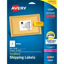 Avery Dennison AVE 15264 — Avery® Easy Peel White Shipping Labels - Permanent Adhesive - Rectangle - Laser, Inkjet - White - Paper - 6 / Sheet - 10 Total Sheets - 60 Total Label(s) - 5 / Label